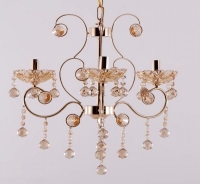 LUSTRE DOURADO COM CRISTAIS CHAMPANHE (ADN MAIS ILUMINAÇÃO)