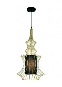 PENDENTE  METAL DOURADO E TECIDO PRETO (NEW LINE IMPORTS)
