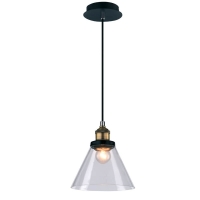 PENDENTE METAL BRONZE E VIDRO TRANSPARENTE (NEW LINE IMPORTS)