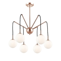 PENDENTE DE VIDRO BRANCO E METAL DOURADO 6 LÂMPADAS (NEW LINE IMPORTS)