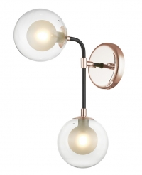 ARANDELA METAL COBRE E VIDRO 2 LÂMPADAS (NEW LINE IMPORTS)