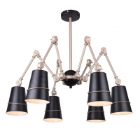 PENDENTE METAL PRETO E DOURADO 6 LÂMPADAS (NEW LINE IMPORTS)