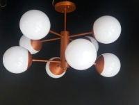 LUSTRE ALUMÍNIO COBRE 8 LÂMPADAS